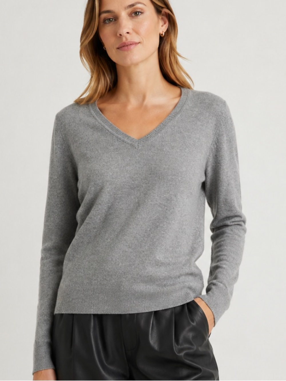 J. Crew Cashmere V Neck Sweater in Grey